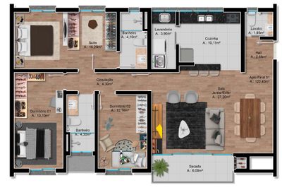 Apartamento, 3 quartos, 123 m² - Foto 2