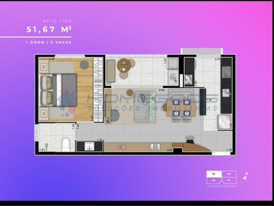 Apartamento, 1 quarto, 51 m² - Foto 2