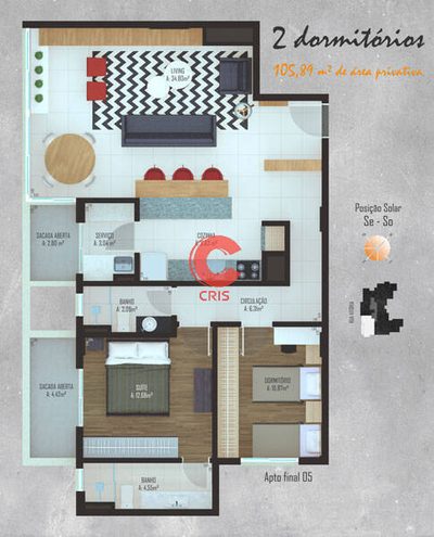 Apartamento, 2 quartos, 105 m² - Foto 2