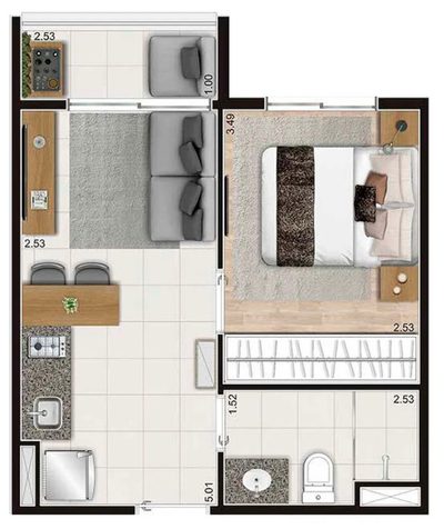 Apartamento, 1 quarto, 29 m² - Foto 1