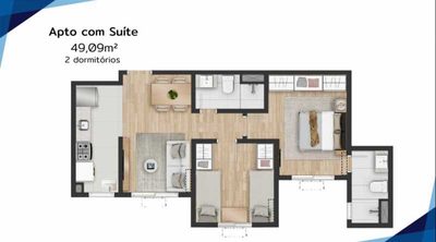 Apartamento, 2 quartos, 49 m² - Foto 1