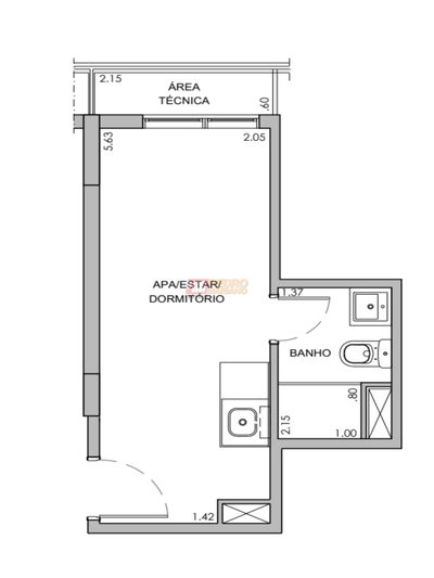 Apartamento, 1 quarto, 18 m² - Foto 1