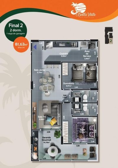 Apartamento, 2 quartos, 72 m² - Foto 3