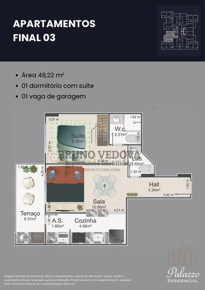Apartamento, 1 quarto, 48 m² - Foto 5