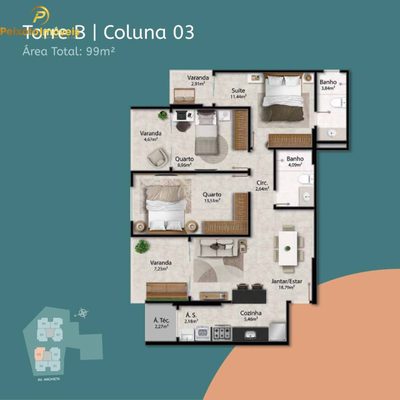 Apartamento, 3 quartos, 99 m² - Foto 2