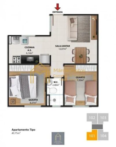 Apartamento, 2 quartos, 40 m² - Foto 2