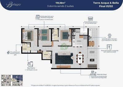 Apartamento, 3 quartos, 119 m² - Foto 2