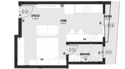 Kitnet-Studio, 25 m² - Foto 1