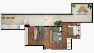 Cobertura, 1 quarto, 70 m² - Foto 2