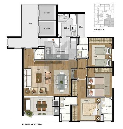 Apartamento, 3 quartos, 124 m² - Foto 3