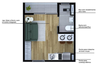Apartamento, 1 quarto, 24 m² - Foto 2