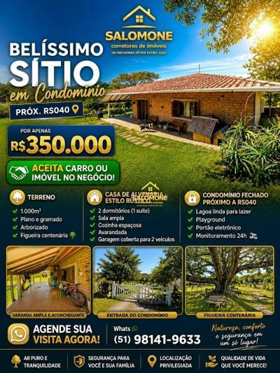 Sítio, 2 quartos, 1000 m² - Foto 1