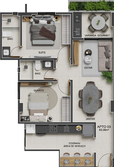 Apartamento, 2 quartos, 63 m² - Foto 3