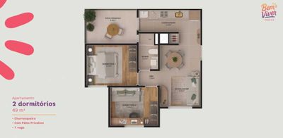 Apartamento, 2 quartos, 49 m² - Foto 1