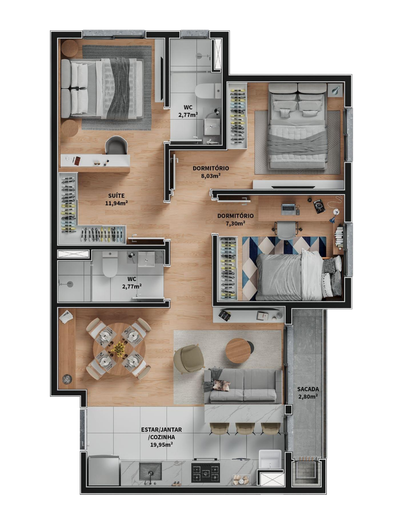 Apartamento, 3 quartos, 74 m² - Foto 5