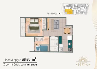 Apartamento, 2 quartos, 38 m² - Foto 2