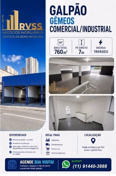 Depósito-Galpão, 760 m² - Foto 1