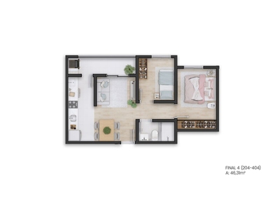 Apartamento, 2 quartos, 46 m² - Foto 2