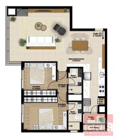 Apartamento, 2 quartos, 105 m² - Foto 3