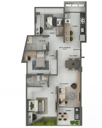 Apartamento, 3 quartos, 88 m² - Foto 1