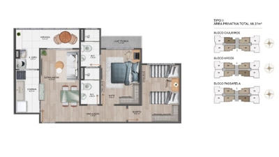 Apartamento, 2 quartos, 58 m² - Foto 3