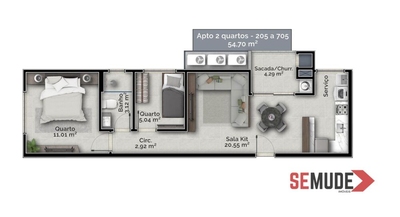 Apartamento, 2 quartos, 54 m² - Foto 1