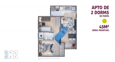 Apartamento, 2 quartos, 45 m² - Foto 2