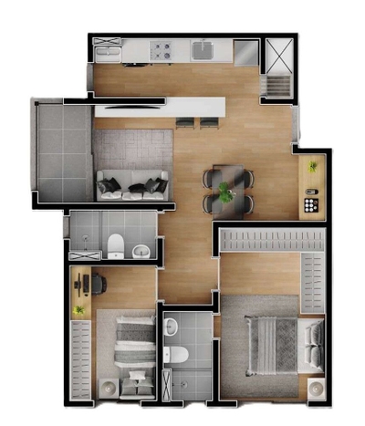 Apartamento, 3 quartos, 68 m² - Foto 2