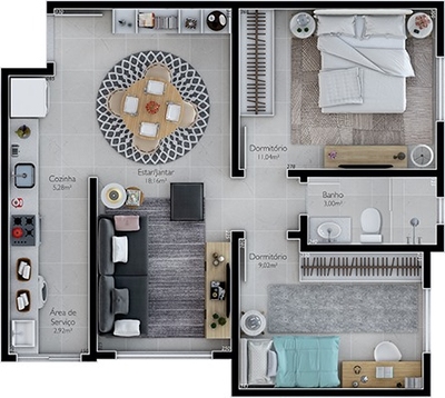 Apartamento, 2 quartos, 56 m² - Foto 1