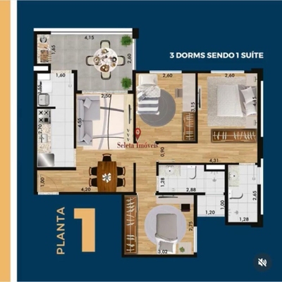 Apartamento, 3 quartos, 77 m² - Foto 1