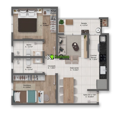 Apartamento, 2 quartos, 64 m² - Foto 3