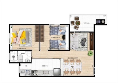 Apartamento, 2 quartos, 45 m² - Foto 1