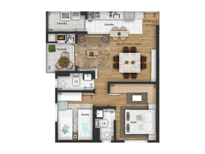 Apartamento, 2 quartos, 56 m² - Foto 3