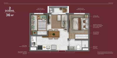 Apartamento, 2 quartos, 36 m² - Foto 3