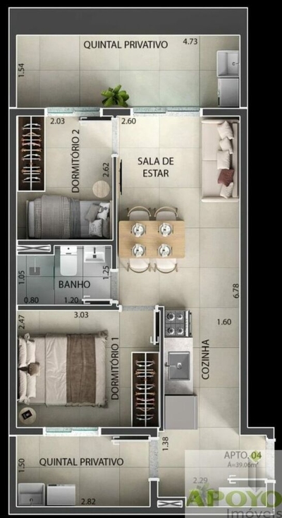 Apartamento, 2 quartos, 35 m² - Foto 1