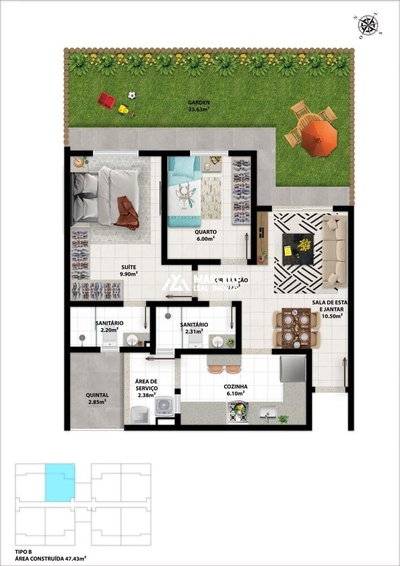 Apartamento, 2 quartos, 45 m² - Foto 3