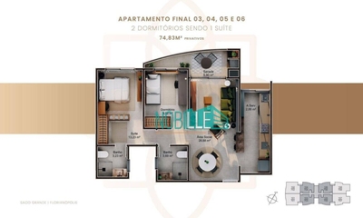 Apartamento, 2 quartos, 74 m² - Foto 2