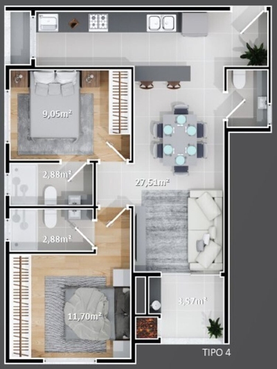 Apartamento, 2 quartos, 70 m² - Foto 4