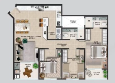 Apartamento, 3 quartos, 92 m² - Foto 2