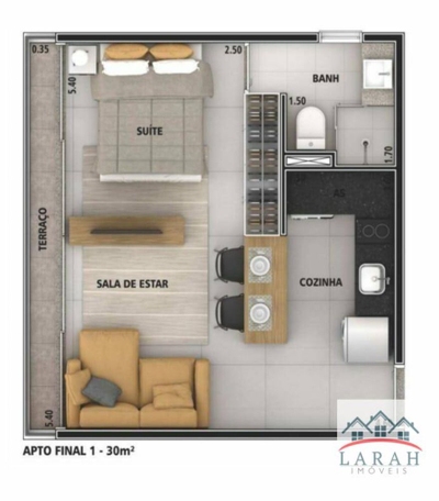 Kitnet-Studio, 30 m² - Foto 2