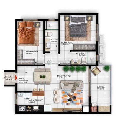 Apartamento, 2 quartos, 65 m² - Foto 2