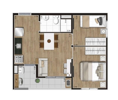 Apartamento, 2 quartos, 50 m² - Foto 2