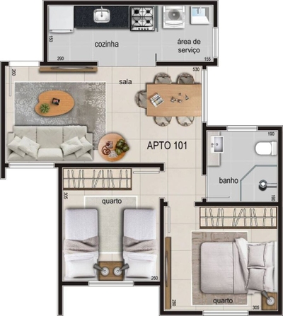 Apartamento, 2 quartos, 48 m² - Foto 1