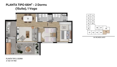 Apartamento, 2 quartos, 66 m² - Foto 2