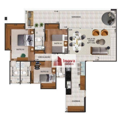 Apartamento, 3 quartos, 120 m² - Foto 3