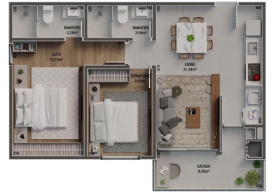 Apartamento, 2 quartos, 64 m² - Foto 5