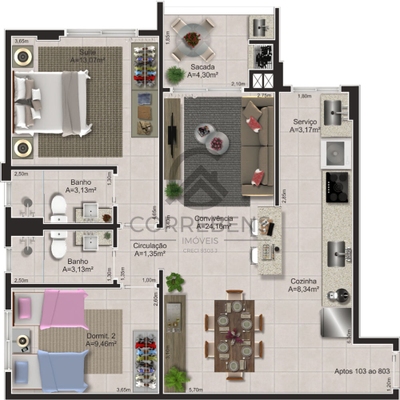 Apartamento, 2 quartos, 84 m² - Foto 3