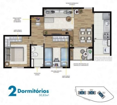 Apartamento, 3 quartos, 61 m² - Foto 3
