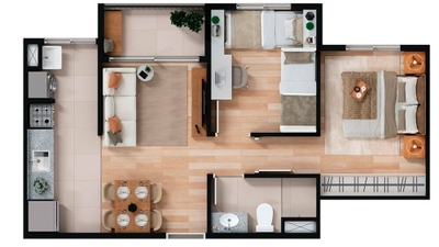 Apartamento, 2 quartos, 45 m² - Foto 3