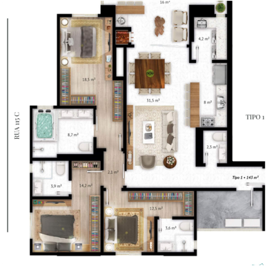 Apartamento, 3 quartos, 141 m² - Foto 2